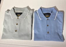2 Greg Norman Mens Polo Shirts Size M Play Dry Blue  Gray Button Down Golf