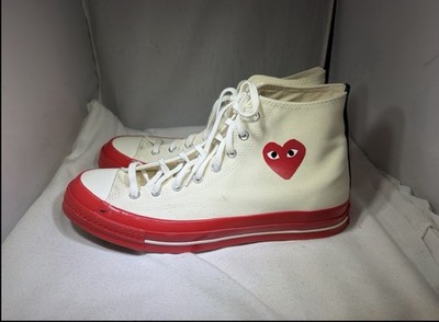 Converse Chuck 70 CDG Pristine Red Egret HI Top Canvas Shoes Men 11.5 High