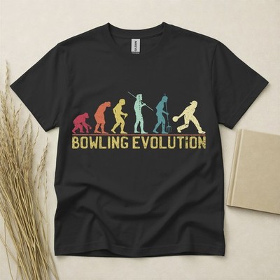 Bowling Evolution T Shirt Funny Bowler Gift Retro Sports Tee Gildan Cotton Top