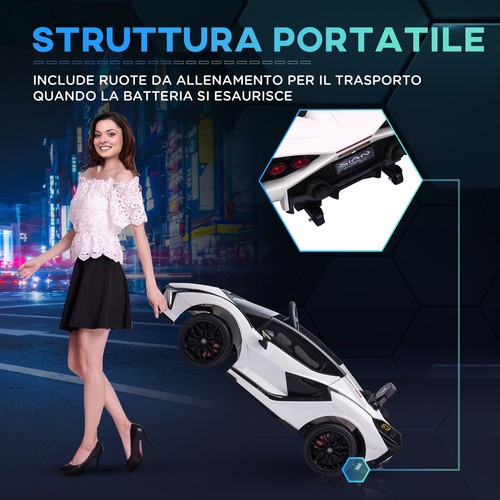 HOMCOM Macchina Elettrica per Bambini Lamborghini 12V con Telecomando Bianco - Foto 9 di 10