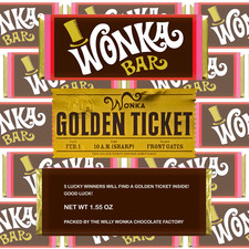 Willy Wonka Chocolate Bar with Golden Ticket Hershey's Milk Chocolate Included