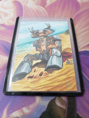 Q2 Studio Solar System Beach Robot 1/1 Origin Hand-Drawn Sketch Card by Yakong