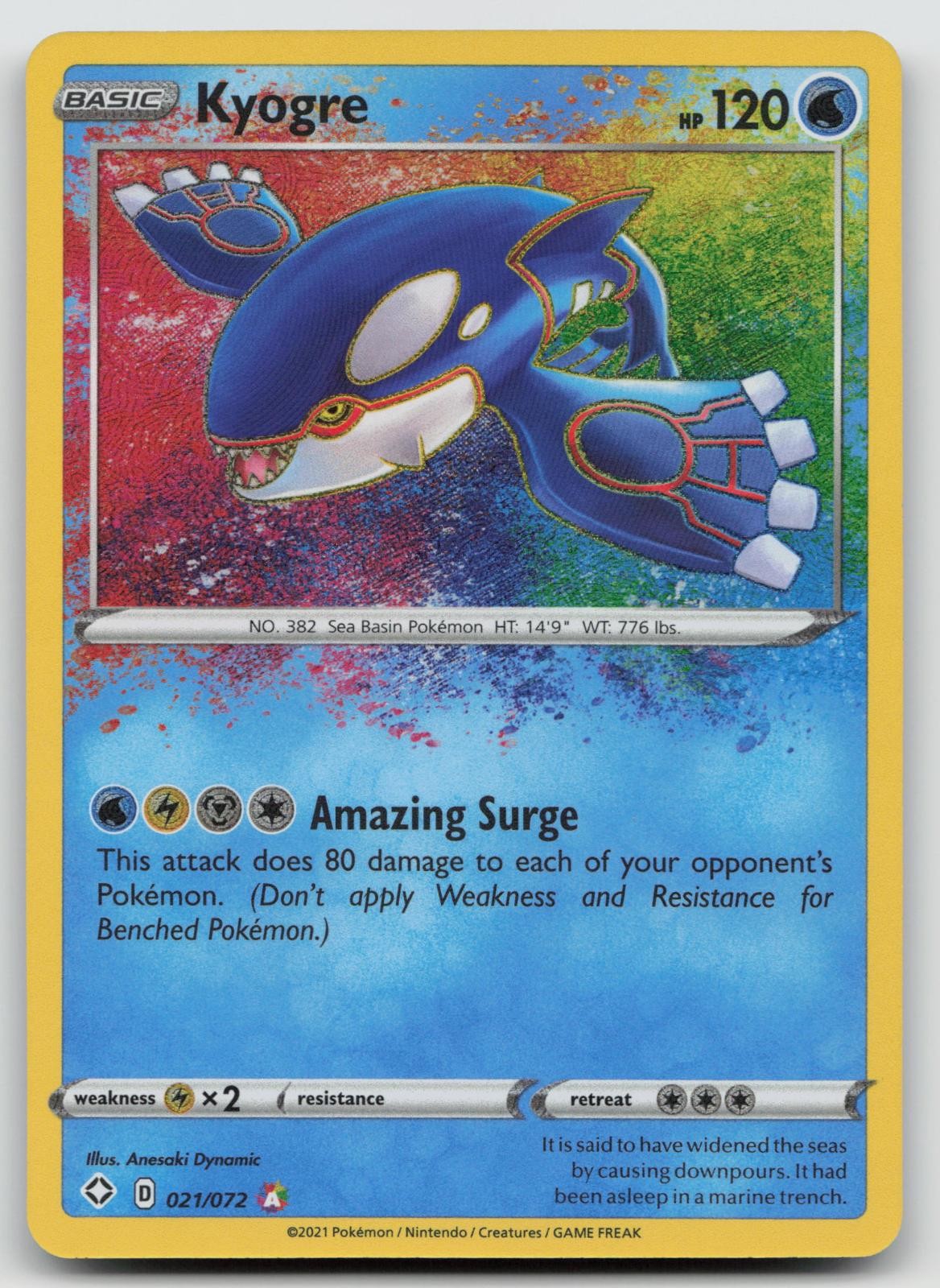 Kyogre 021/072 Shining Fates Pokemon NM