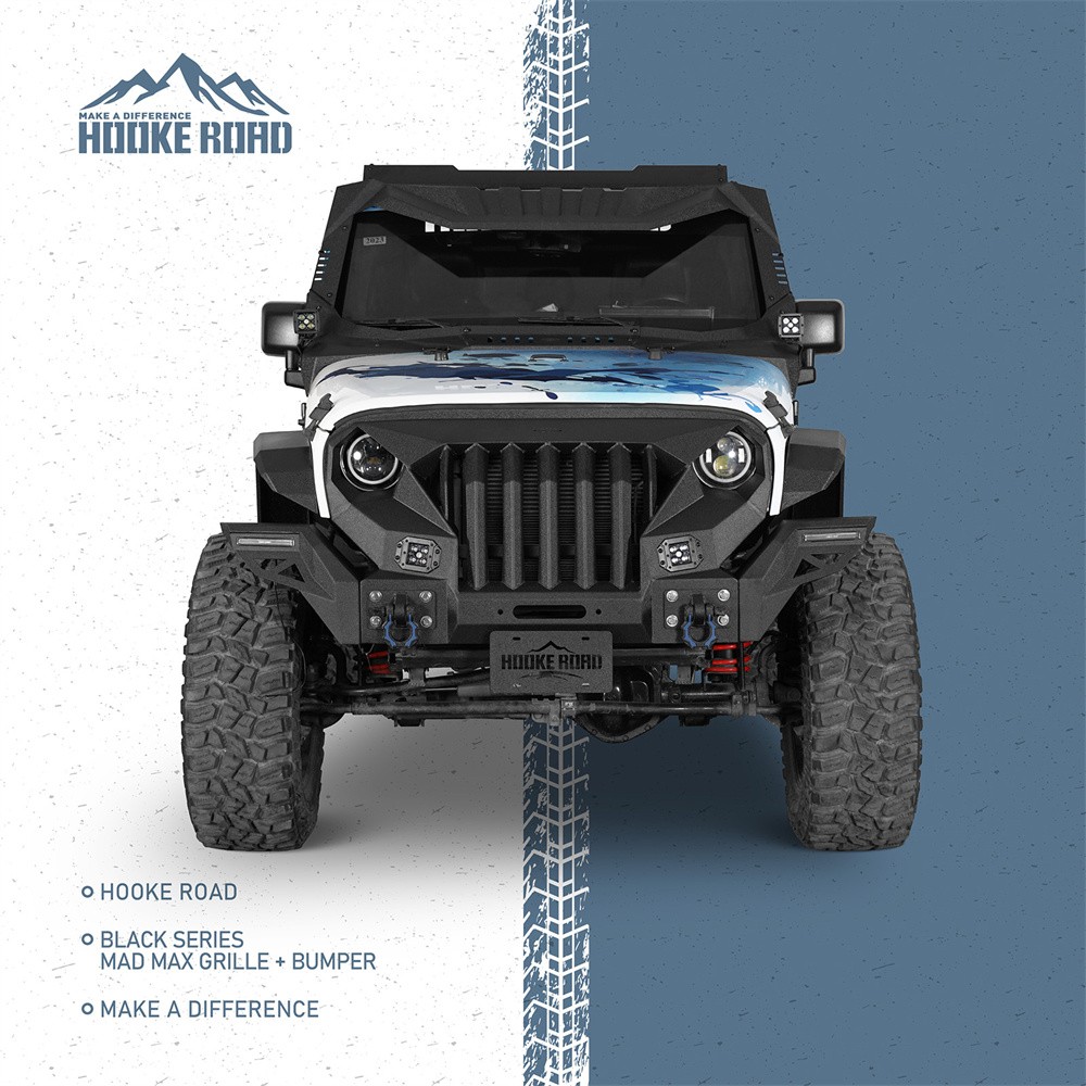 Hooke Road Mad Max Grille & Front Bumper For 2007-2018 Jeep Wrangler JK