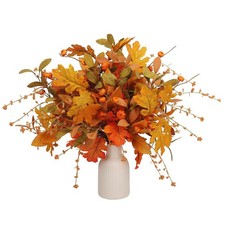 Orange Artificial Fall Mixed Foliage Stem for Vase or Pumpkin Decor