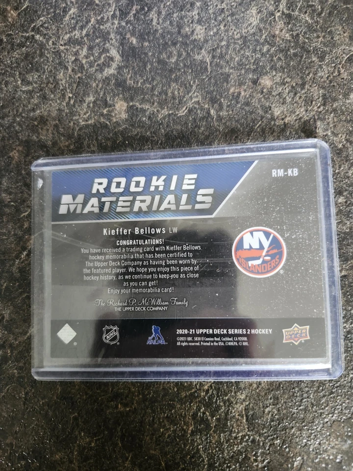 2020-21 Upper Deck Series 2 Rookie Materials Kieffer Bellows Card# RM-KB - Image 2 of 2
