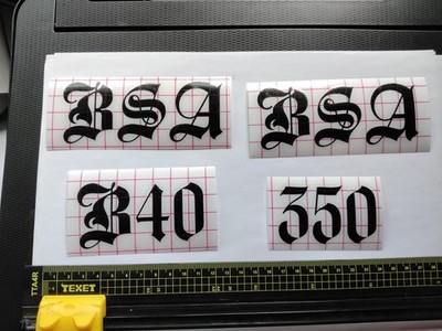 BSA Aufkleber/Decals Permanent Vinyl, kompletter Satz mit 4 Decals.
