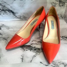 Prada Patent Leather Pumps Pointed Toe Coral Pink Women's Size EU36/US6