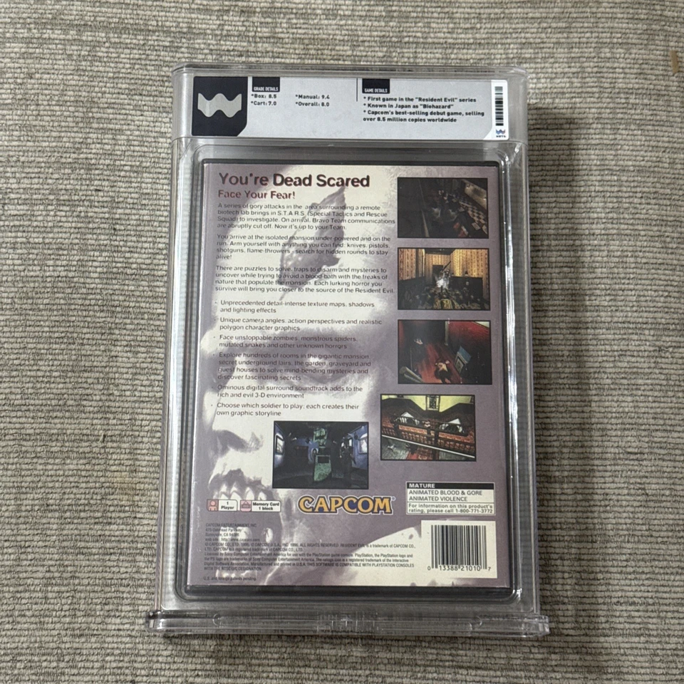 Resident Evil PS1 Sony PlayStation длинная коробка CIB WATA 8.0 (США ранний 1-й выпуск) - Изображение 2 из 2