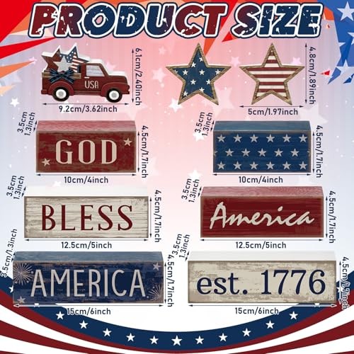 9 Pcs 4th of July Table Decorations Memorial Day Decorations Patriotic Tiered - Picture 7 of 7