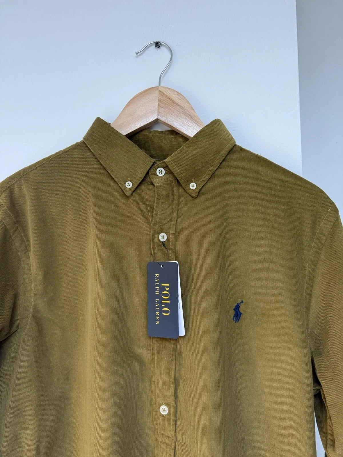 Polo Ralph Lauren Cord Shirt Khaki Green Button Down Custom Fit Size XL
Opens in a new window or tab
