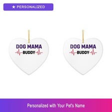 Custom Dog Set of 2 Ornament Personalized Pet Name Lover Owner Gift