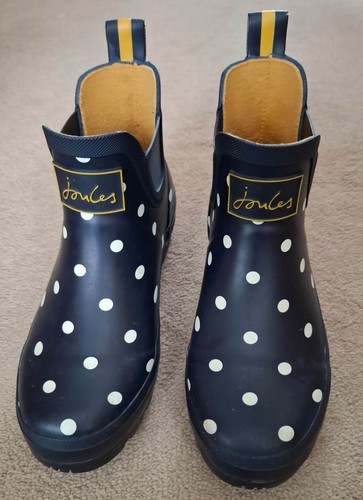 Joules "Wellibobs" Stiefeletten in Navy mit weißen Tupfen Größe UK5