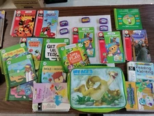 Lot of 16 Books + 5 Cartridges Leapfrog Leapster Game Cartridges Phonics + Bag