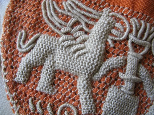 Antique Textile Casalguidi Needle Work Lions Tassels Orange Reticule Purse - Picture 3 of 13