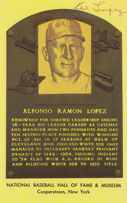 Al Lopez Signed Autograph MLB HOF Plaque Postcard Auto Chicago White Sox