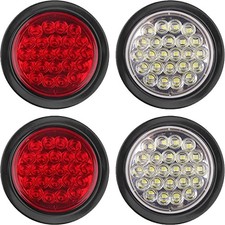 4pcs 4 Inch Round Led Stop Turn Tail Brake Backup Reverse Lights 24 Led
