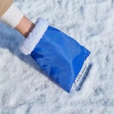 Ice Scraper with Glove Snow Frost Remover Warm Fleece Mitt Car