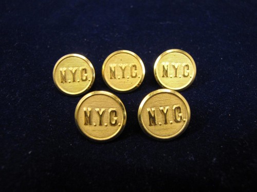 5 Original NYC New York Central Railroad Uniform Tunic Buttons 5/8" - Gold Tone