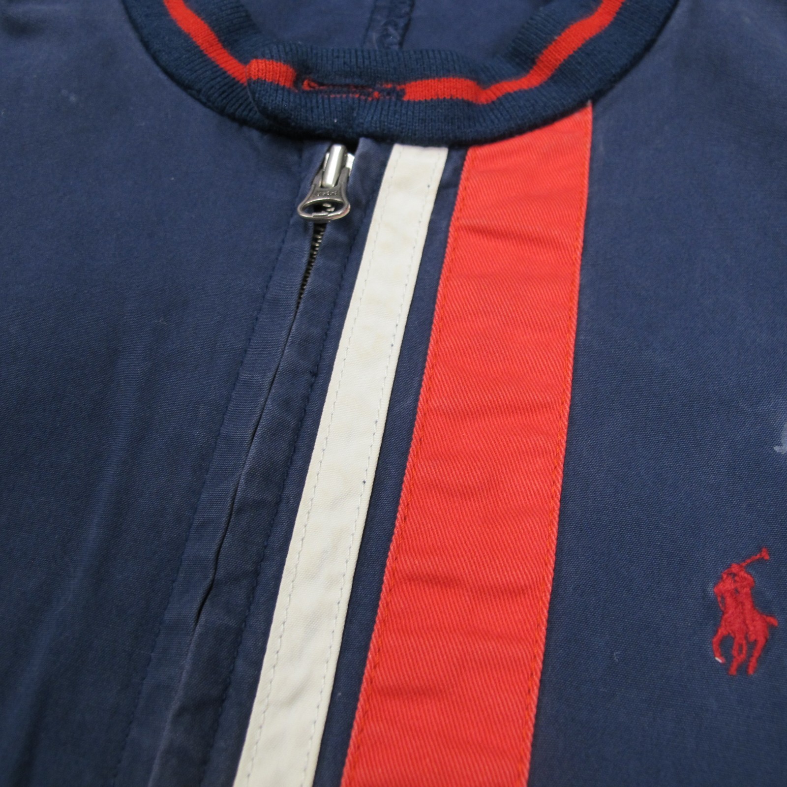 Vintage Polo Ralph Lauren Harrington Jacket Mens Large Navy Cafe Racer Stripe 90 thumbnail 8