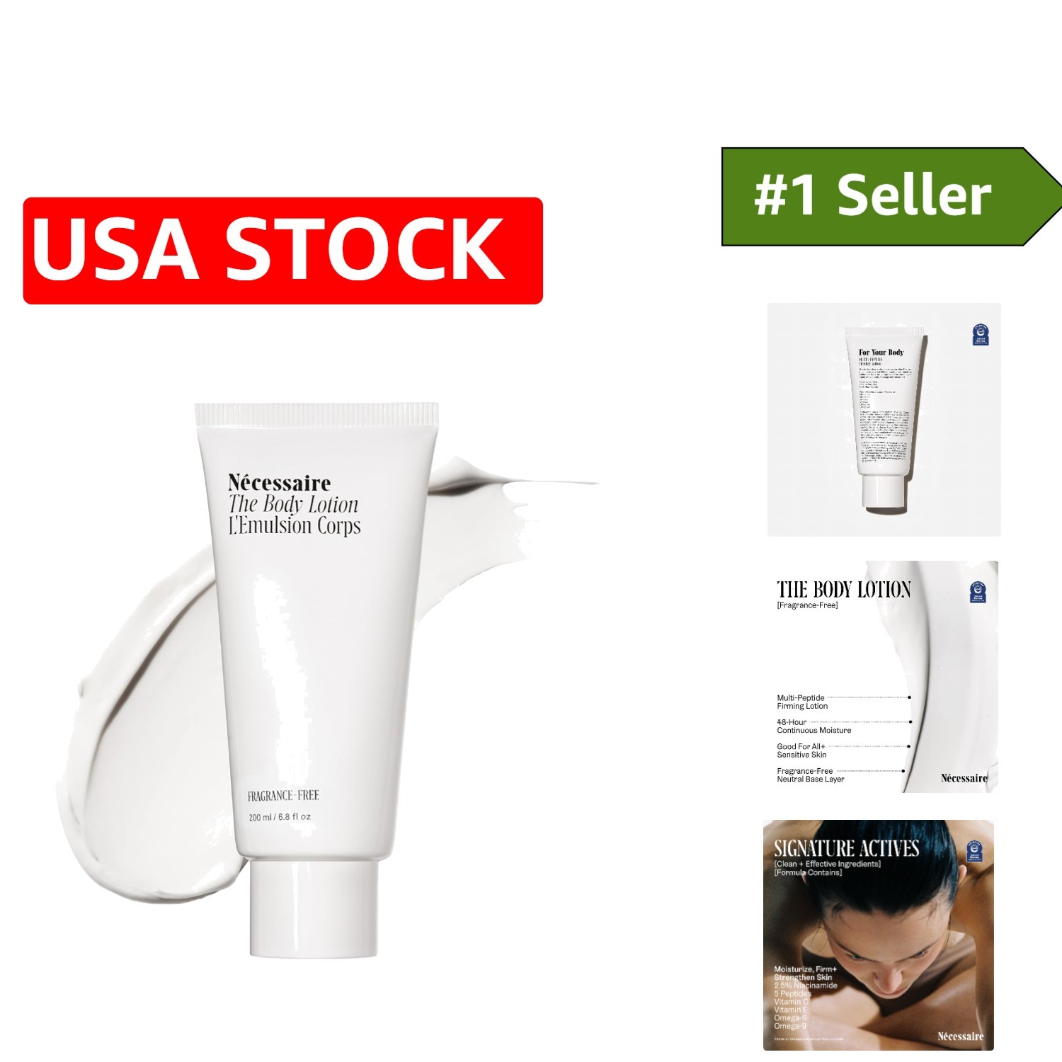 Hypoallergenic Body Lotion with Multi-Peptides - Fragrance-Free &  6.8 oz