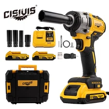 20V Cordless Impact Wrench 1/2" 520Nm High Torque Brushless Drill w/ 2 Batteries