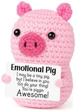 Mini Funny Positive Crochet Pink Pig, Handmade Crochet Emotional Awesome
