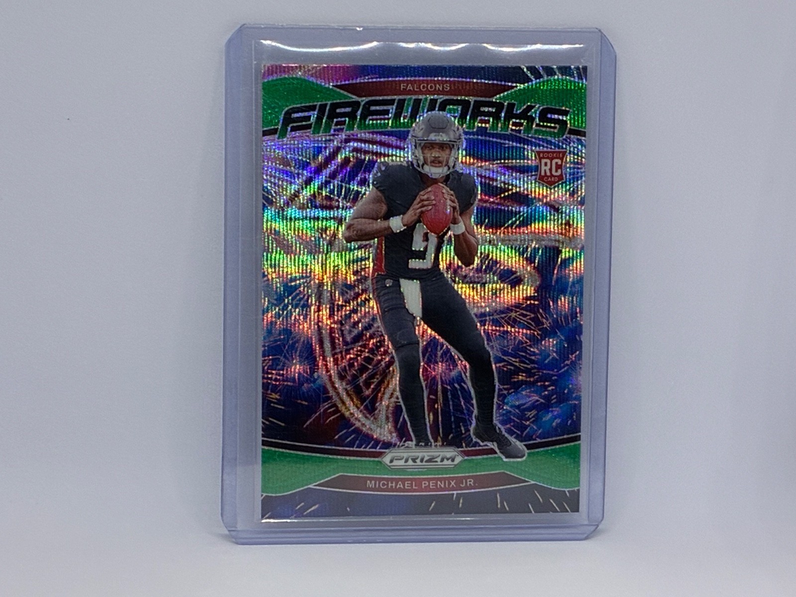 2024 Panini Prizm Michael Penix Jr. Fireworks Green Wave Prizm (RC)