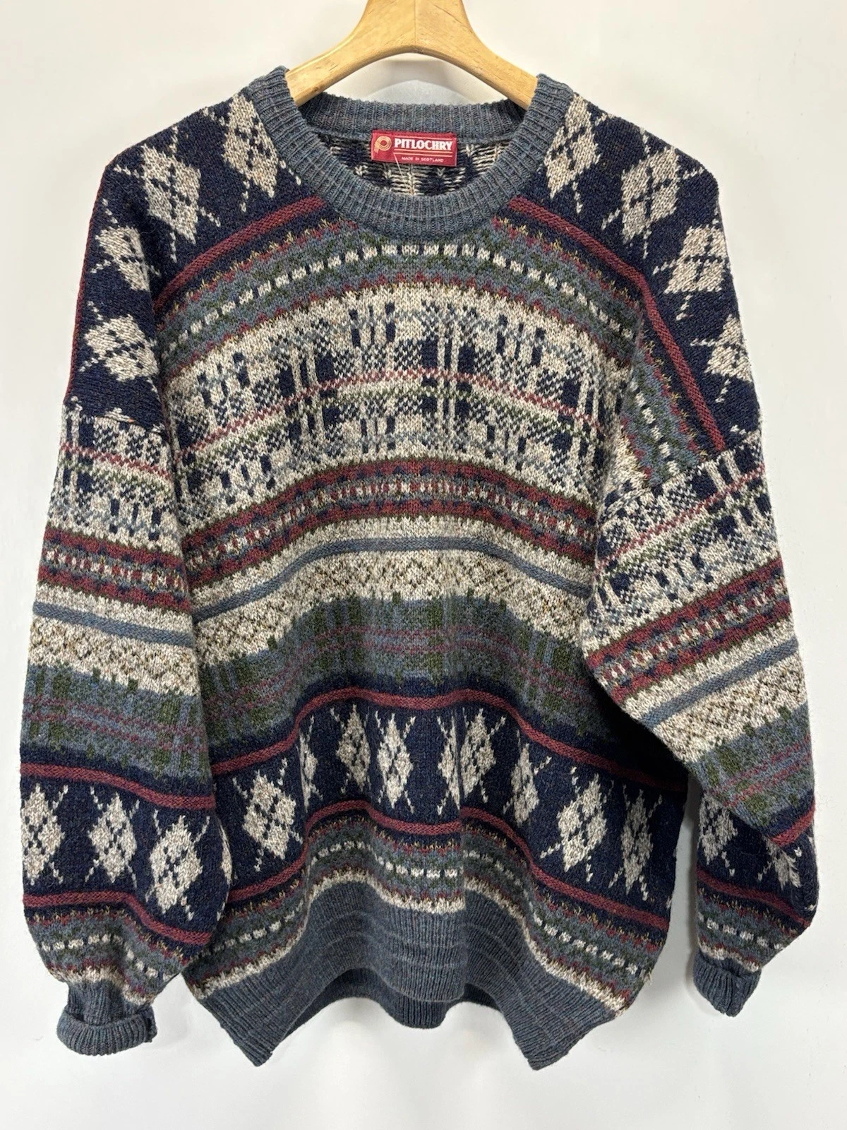 NEW! Vtg Pitlocry Lambswool Sweater Sz X-Large Mens Crew Neck Eccentric Grandpa