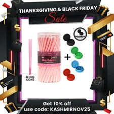 Kashmir Pre Rolled Cones Pink King Size 200 Ct Rolling Paper Cones W/Filter Tips