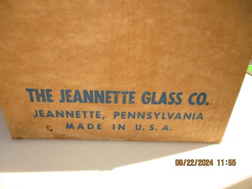 Vintage Jeannette Clear Glass 18 Piece Punch Bowl Set With Fruit Design - Picture 5 of 7