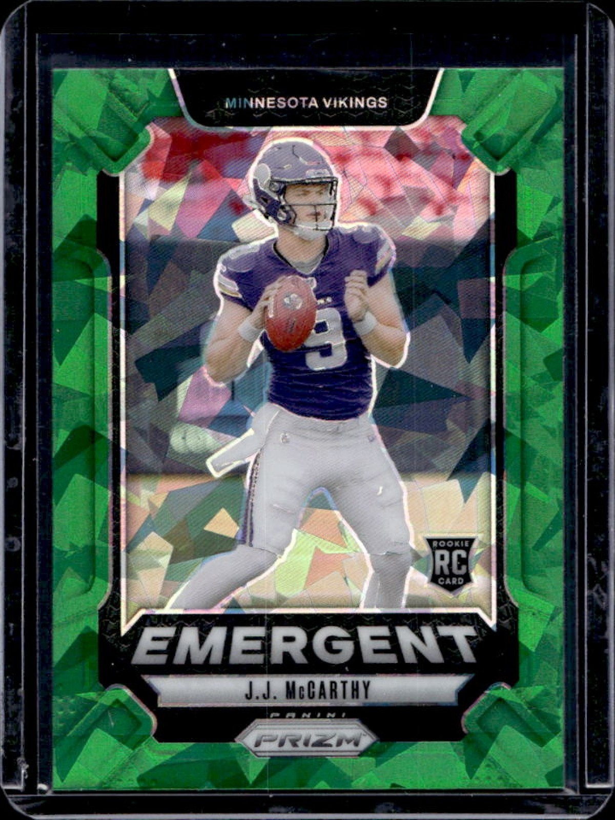 2024 Prizm J.J. McCarthy Emergent RC Green Ice Rookie #19 Vikings
