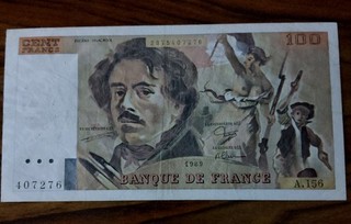 Billet 100 frs delacroix 1989 a 1 euro !