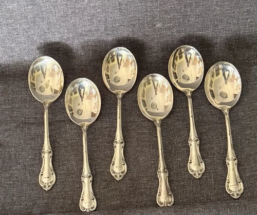 International Sterling Silver Joan of Arc Soup Spoons, Set of 6