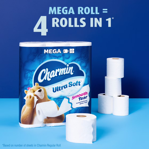 Charmin Ultra Soft Toilet Paper 24 Mega Rolls, 224 Sheets Per Roll Free Shipping - Picture 3 of 6