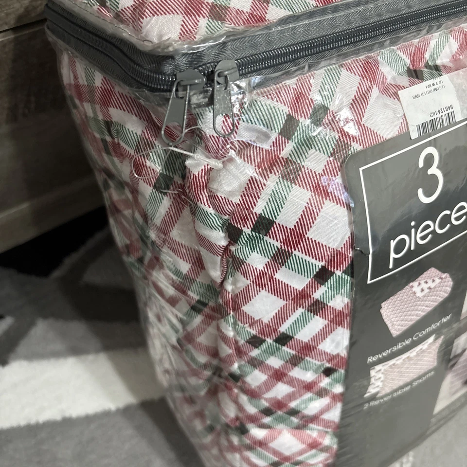 Impresión a cuadros Pem America Holiday 3 piezas Juego de edredón reversible completo/queen. Foto 3 de 3