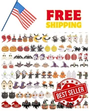 110Pcs 55 Pairs Halloween Charms Gold Enamel Jewelry Pendants for Halloween Earr
