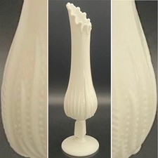 Fenton Milk Glass Cactus aka Desert Tree 12" Swung Pedestal Bud Vase 1959-63 USA