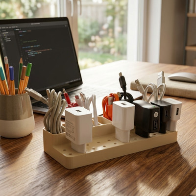 Organizer USB Kabel und Ladegerät - Schreibtisch Organizer 3D gedruckt - verloren