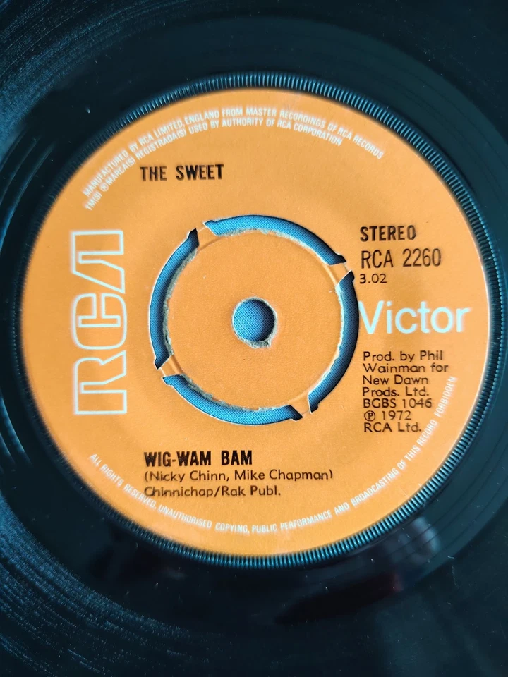THE SWEET "WIG-WAM BAM" 1972 7" VINYL SINGLE IN A PLAIN SLEEVE - Image 2 of 4