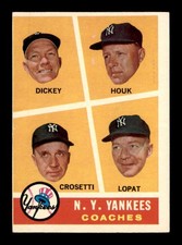 1960 Topps #465 Dickey/Houk/ Crosetti/Lopat Yankees Coaches EX X3704013