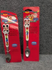 Lot Of 2 Vintage Mickeys Stuff Micky Minnie Childrens Spoons Stainless Steel