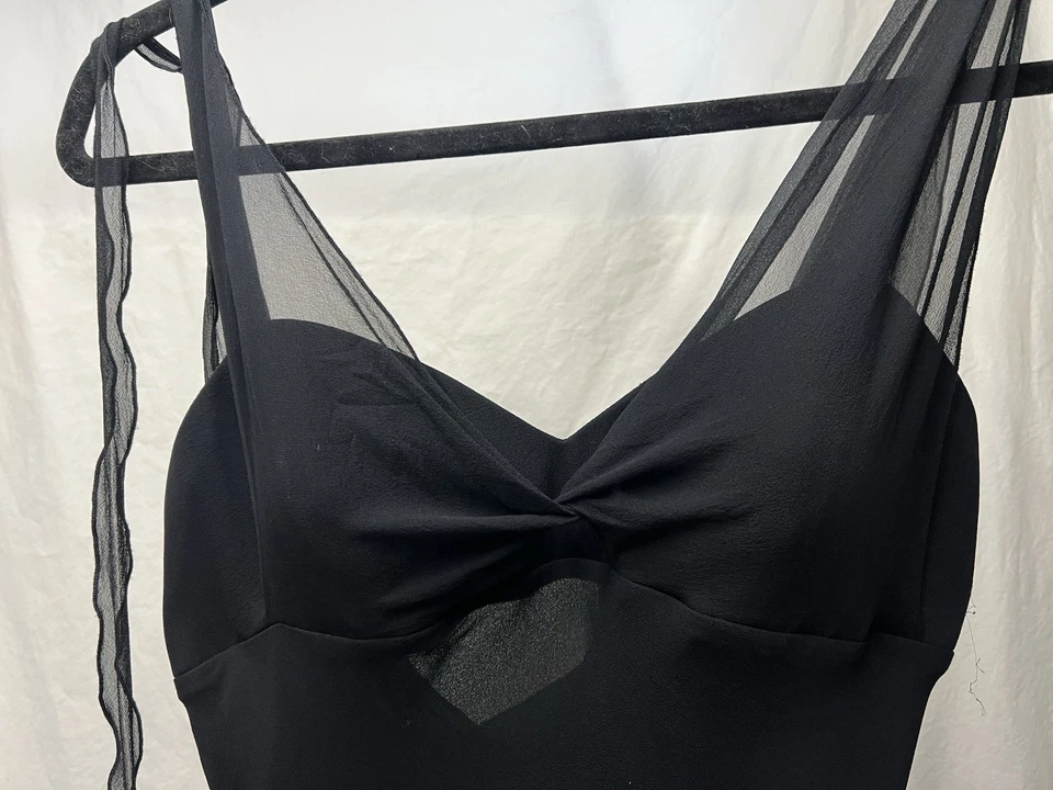 whimsigoth y2k vintage black 100% silk dress with tendrils and cowl back Medium - Image 3 of 4