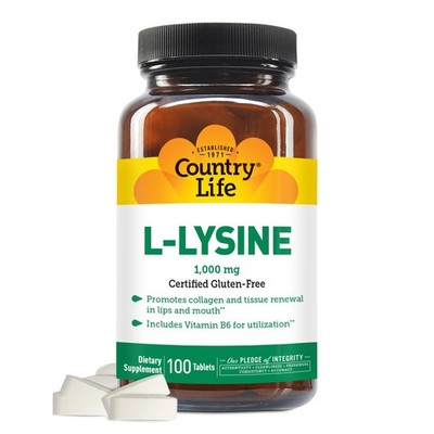 L Lysine Immune Support Supplement 100 Count Vegan Gluten Free Collagen Health