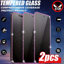 2PCS Pink Glitter Privacy Temper Screen Protector For iPhone 17 16 15 14 Pro Max