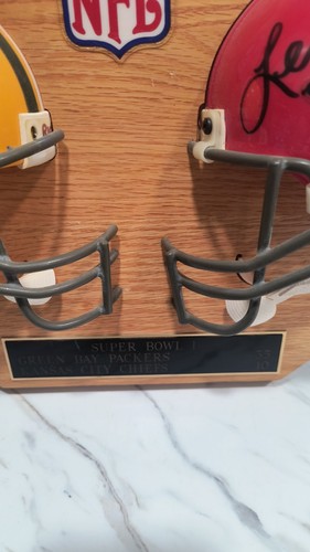 SELTENE SUPER BOWL 1 SIGNIERTE RIDDELL HELM PLAKETTE BART STARR LEN DAWSON GREEN BAY - Bild 8 von 10