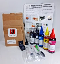 4-Color Bulk Ink Refill Kit for HP Inkjet Printer Cartridges 500ML
