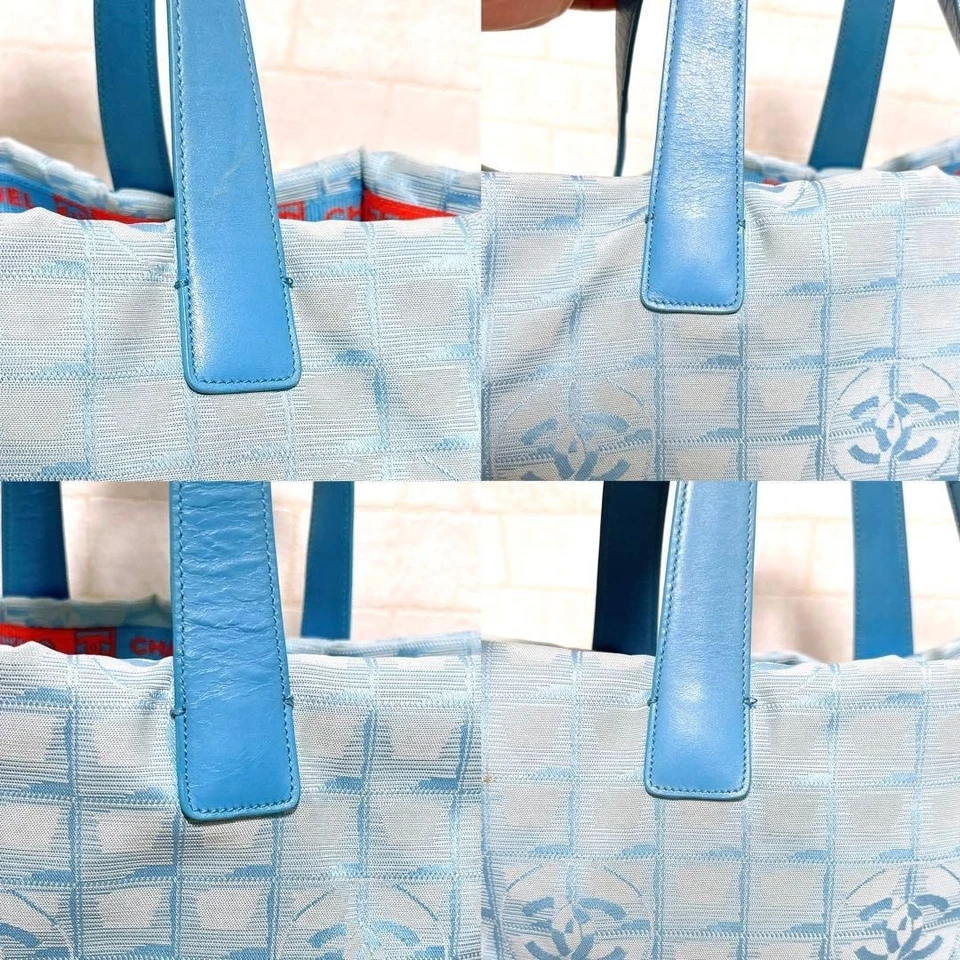 Bolso de Mano CHANEL Cambon Azul Nylon Cuero Grande Bolso de Hombro De Colección Foto 4 de 4