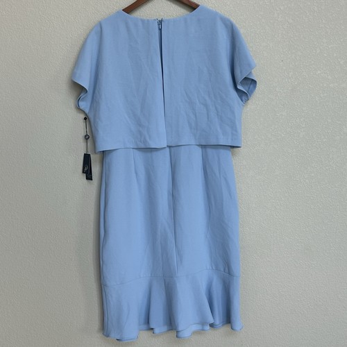 NWT Adrianna Papell Women’s Cameron Popover Dress Blue Mist Size 14 - Picture 2 of 8