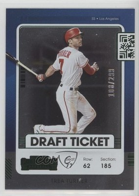 2021 Panini Contenders Draft Ticket Green /299 Trea Turner #4 1g2e